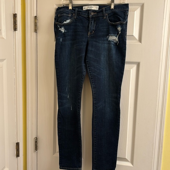 Dark wash  Abercrombie & Fitch Distressed Denim Skinny Jeans - Picture 1 of 8